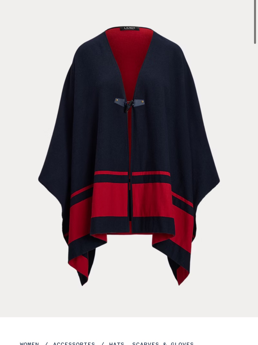 Lauren Ralph Lauren Navy And Red Striped Poncho Cape